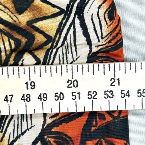 Caren Sport Dress Women's 3X Orange Black Brown Tan Halter Tie Neck Midi Print - Picture 4 of 16